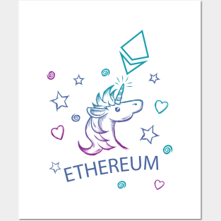 Ethereum Unicorn Premium Posters and Art